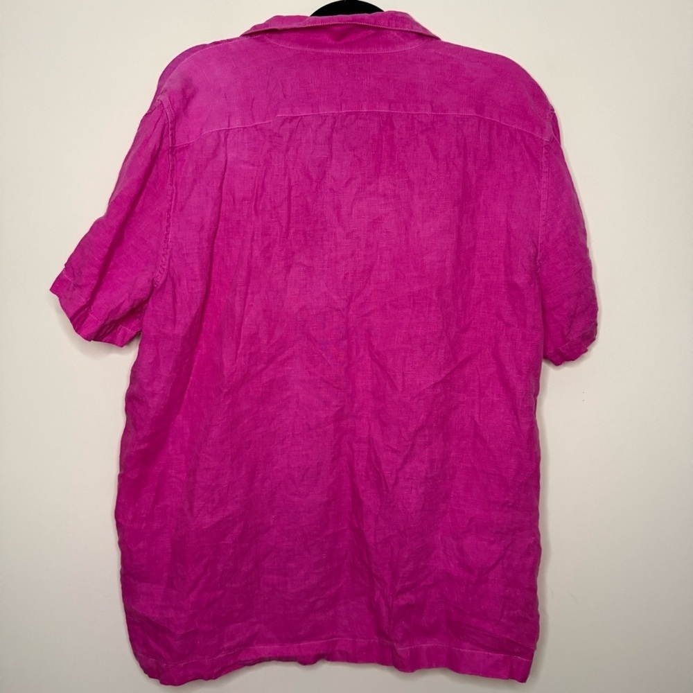 J. CREW 100% Irish Linen Bright Pink Short Sleeve Beachy Buttondown Shirt - Picture 6 of 7